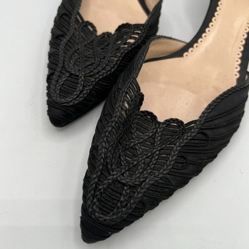 Georgio Armani Black Satin Braided d'Orsay Pumps, Sz 39